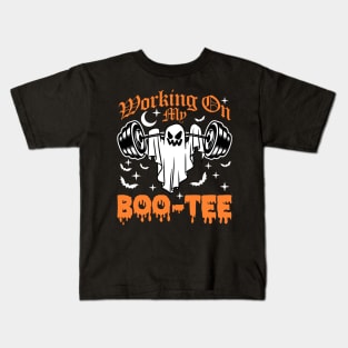 Working On My Boo Tee Gymrat Ghost Gym Halloween Kids T-Shirt